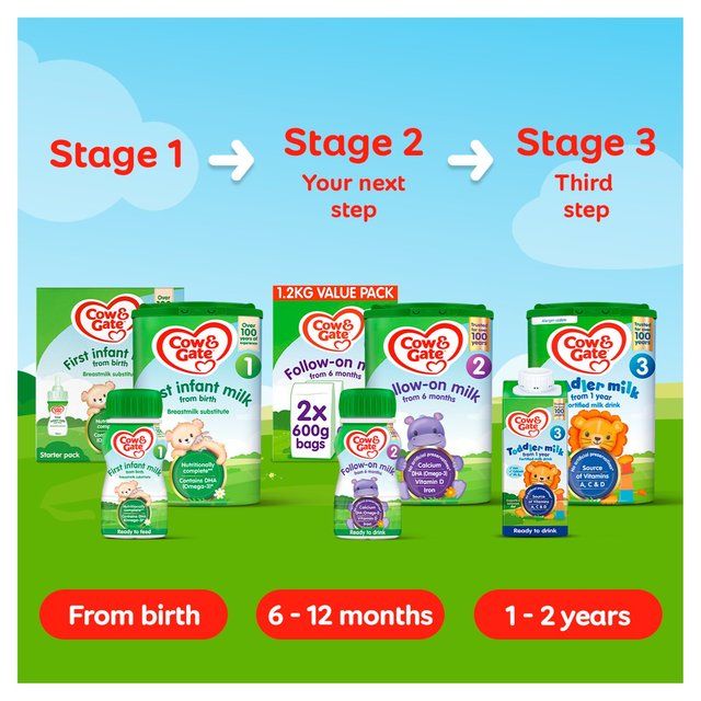 Cow &amp;amp; Gate 1 First Baby Milk Formula Liquid Starter Pack from Birth    6 x 70ml