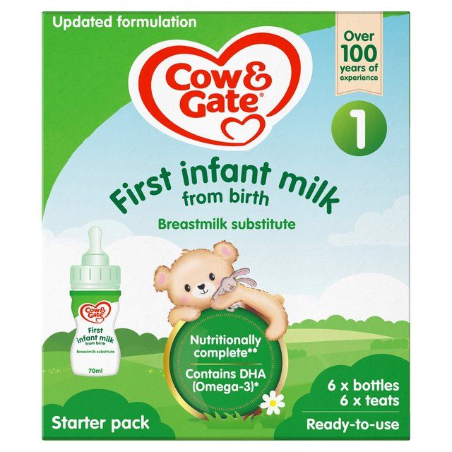 Cow &amp;amp; Gate 1 First Baby Milk Formula Liquid Starter Pack from Birth    6 x 70ml