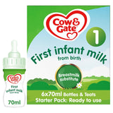 Cow &amp;amp; Gate 1 First Baby Milk Formula Liquid Starter Pack From Birth Ready To Feed 6x70ml