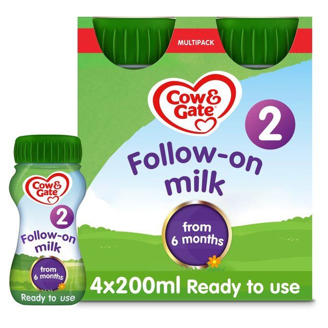 Cow & Gate 2 Follow On Baby Milk Formula Liquid 6-12 Months Multipack    4 x 200ml