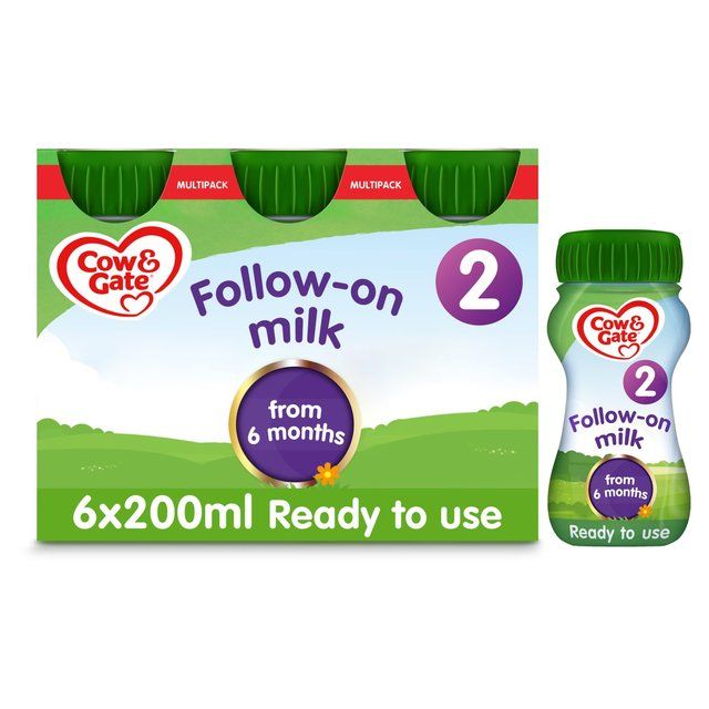 Cow & Gate 2 Follow On Baby Milk Formula Liquid 6-12 Months Multipack    6 x 200ml