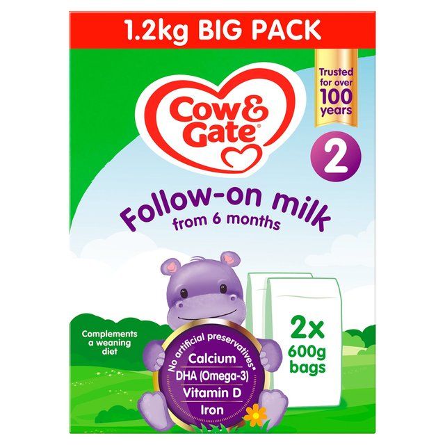 Cow &amp;amp; Gate 2 Follow On Baby Milk Formula Powder 6-12 Months Big Pack    2 x 600g