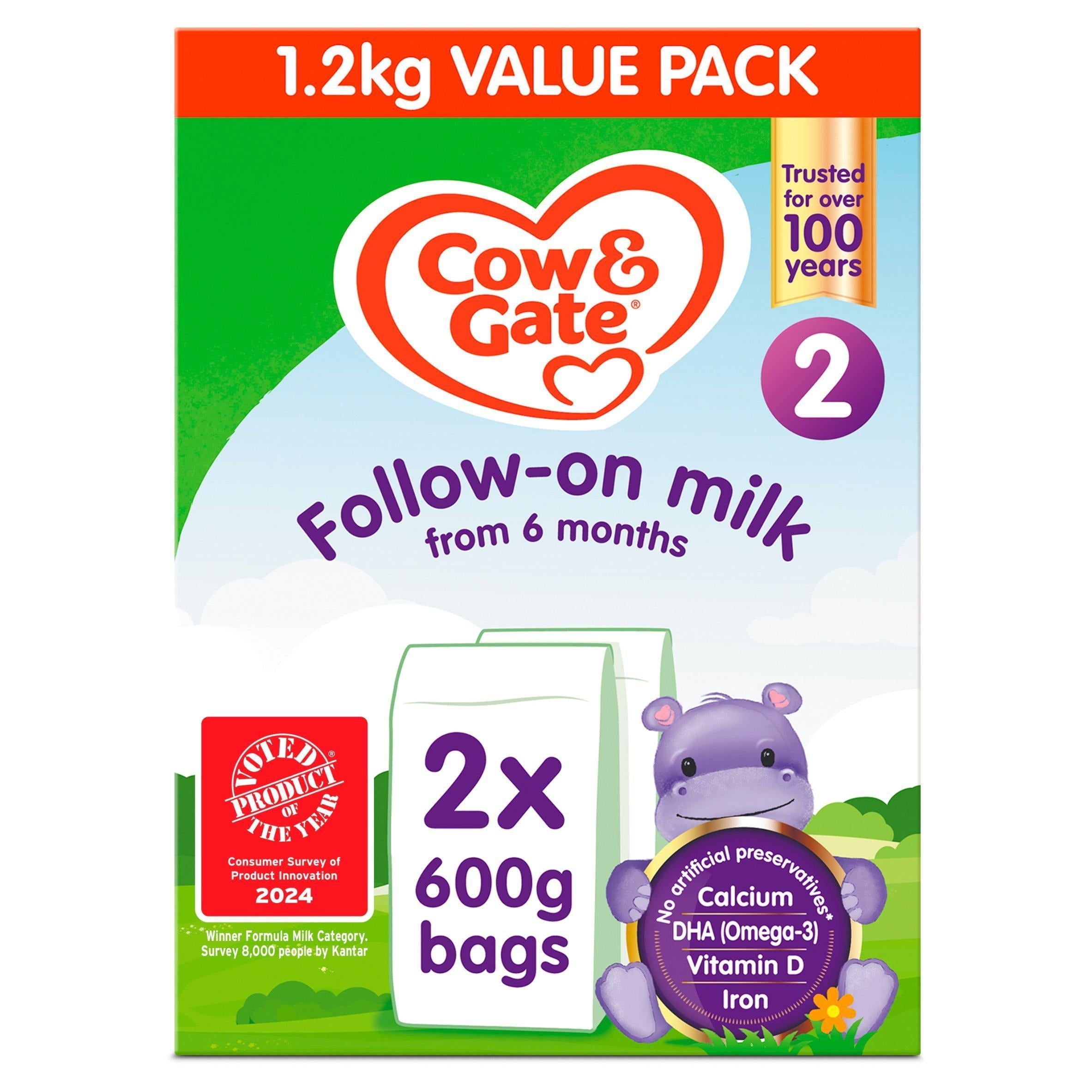 Cow &amp;amp; Gate 2 Follow On Baby Milk Formula Powder From Birth Big Pack 1.2kg