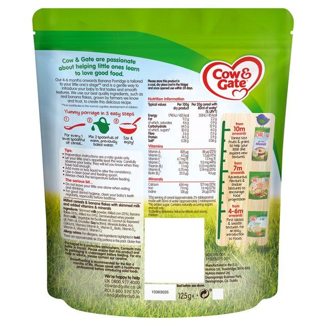 Cow &amp;amp; Gate Banana Porridge 4-6 mths+   125g