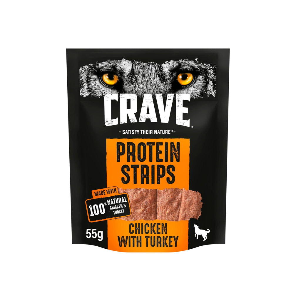 Crave Natural Grain Free Protein Strip Turkey & Chicken Adult Dog Treat 55g