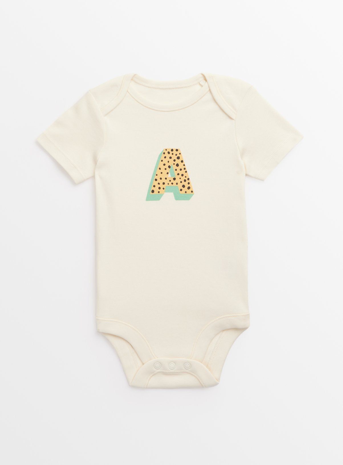 Cream 'A' Initial Short Sleeve Bodysuit Up to 3 mths