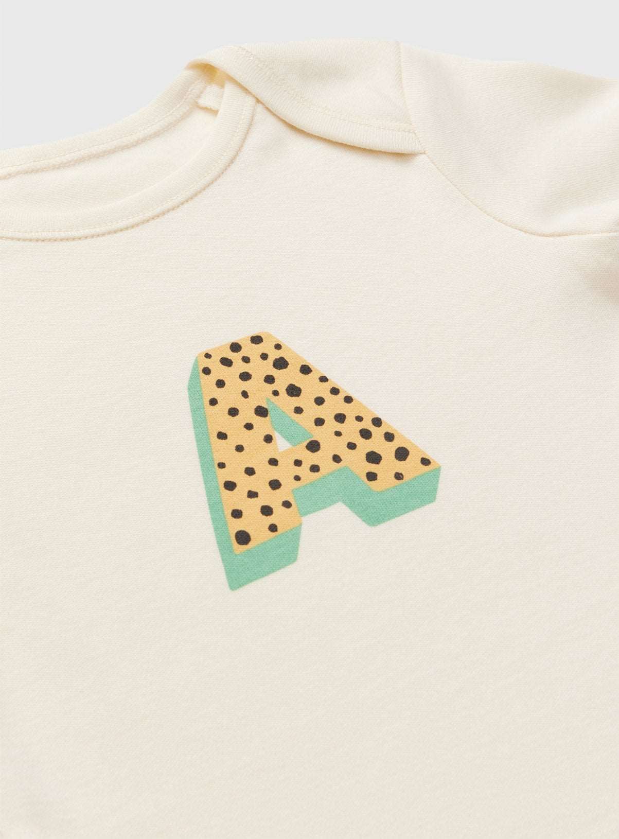 Cream 'A' Initial Short Sleeve Bodysuit Up to 3 mths