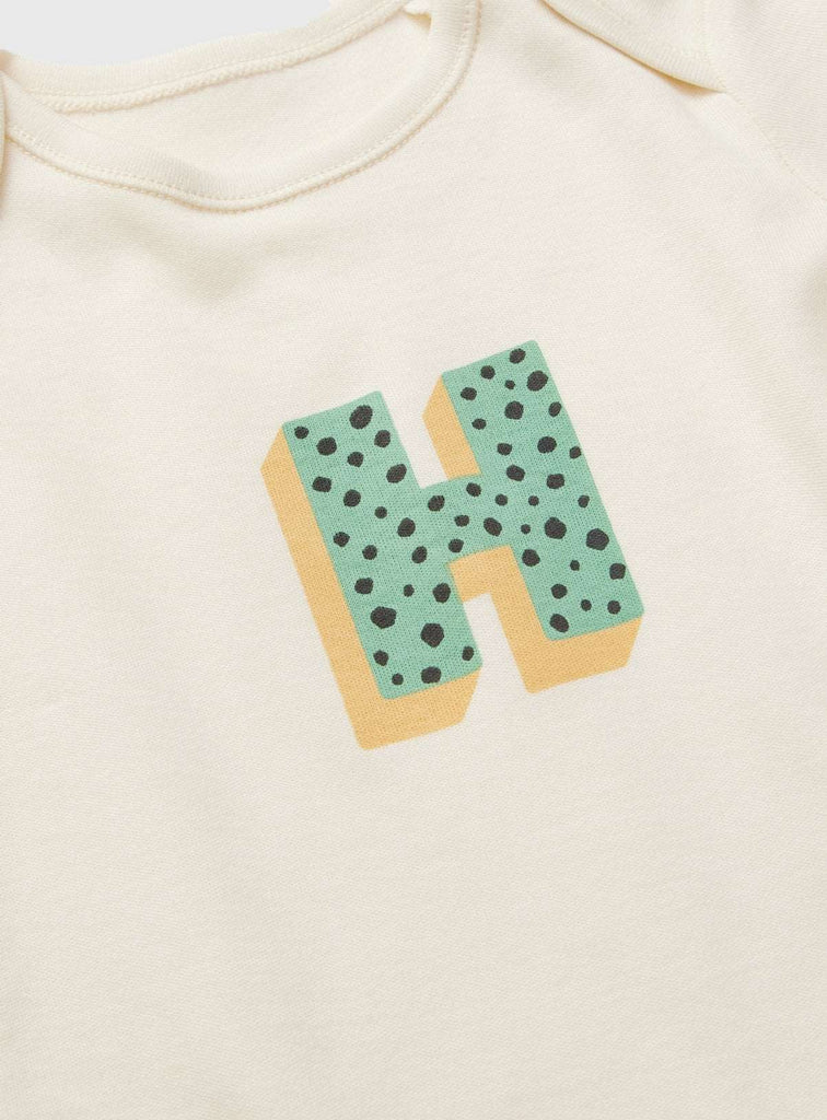 Cream Letter 'H' Organic Cotton Bodysuit Up to 1 mth