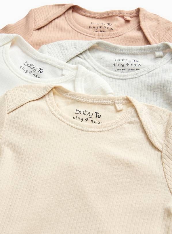 Cream Long Sleeve Bodysuit 4 Pack  3-6 months