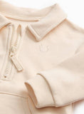 Cream Quarter-Zip Sweatshirt &amp;amp; Leggings Set Up to 3 mths