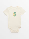 Cream 'S' Short Sleeve Bodysuit  Newborn