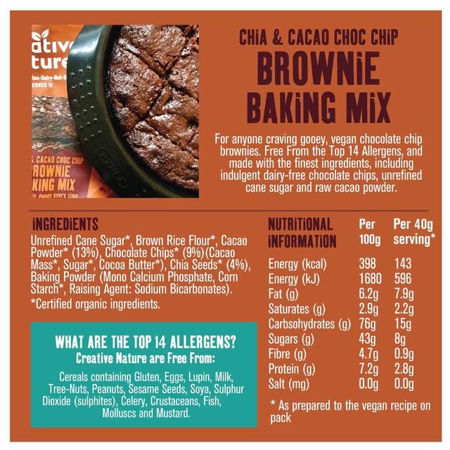 Creative Nature Chia & Cacao Choc Chip Brownie Baking Mix   250g