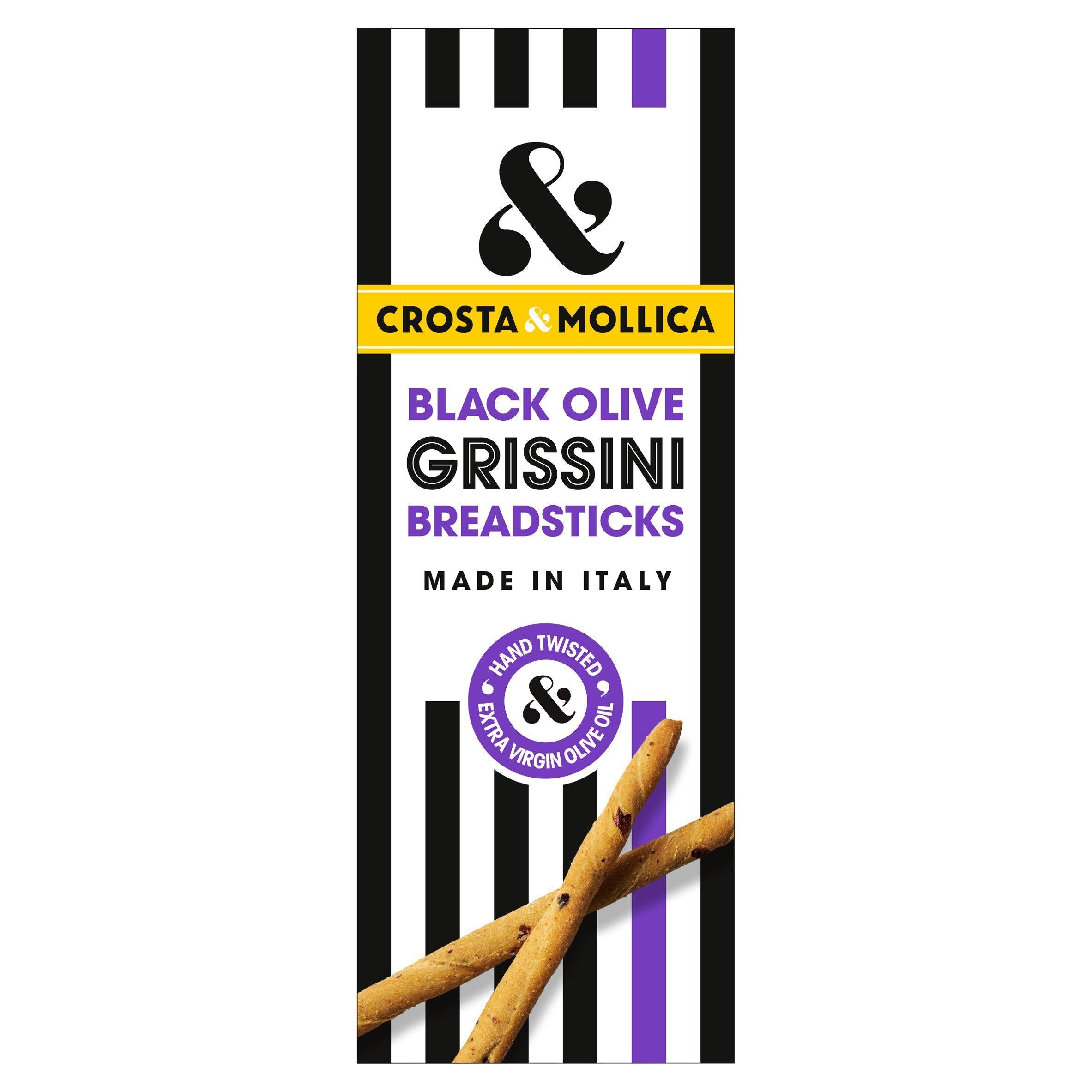 Crosta &amp;amp; Mollica Black Olive Grissini Breadsticks 140g