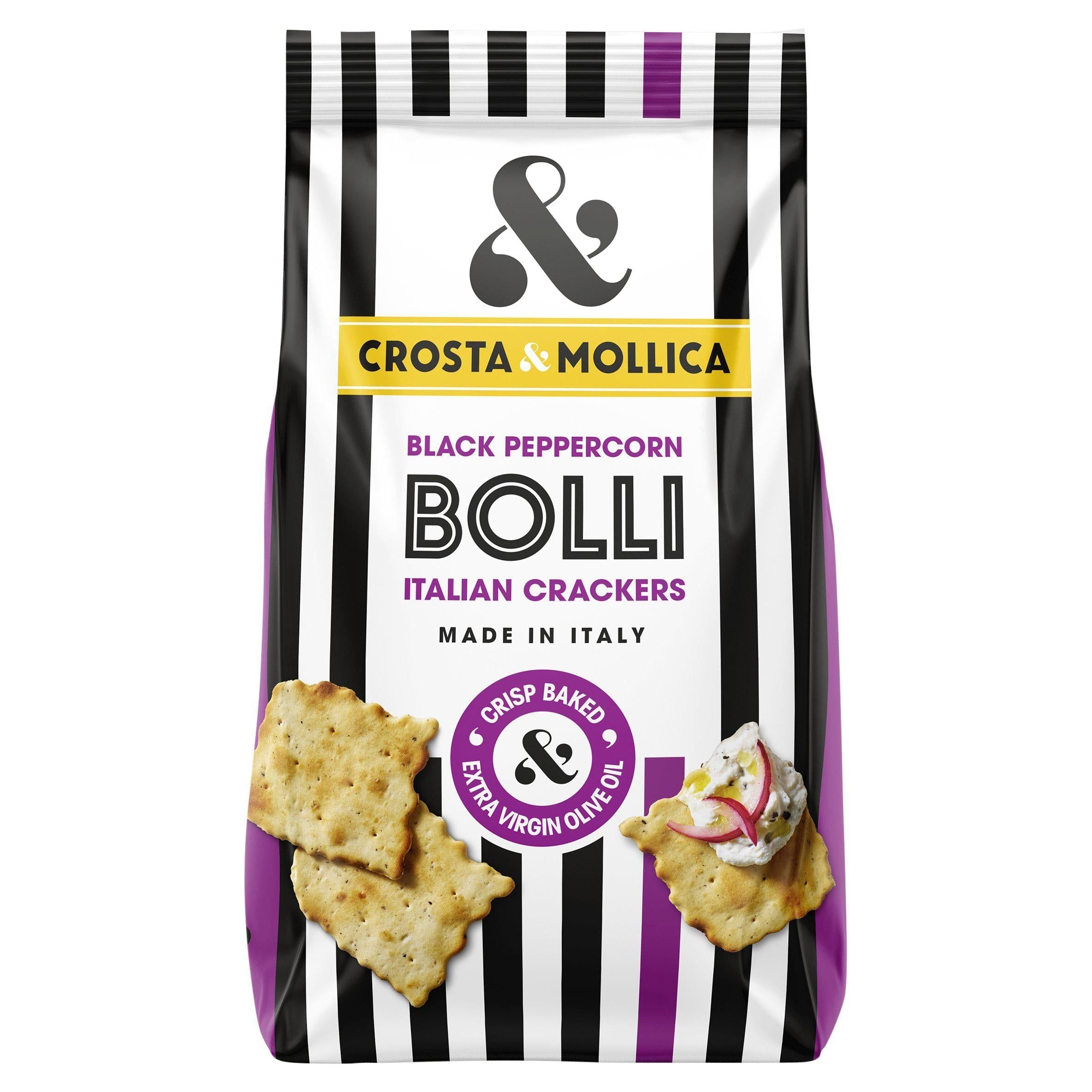 Crosta &amp;amp; Mollica Black Peppercorn Bolli Italian Crackers 150g