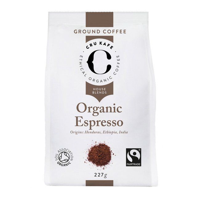 CRU Kafe Organic Fairtrade Espresso Ground Coffee   227g