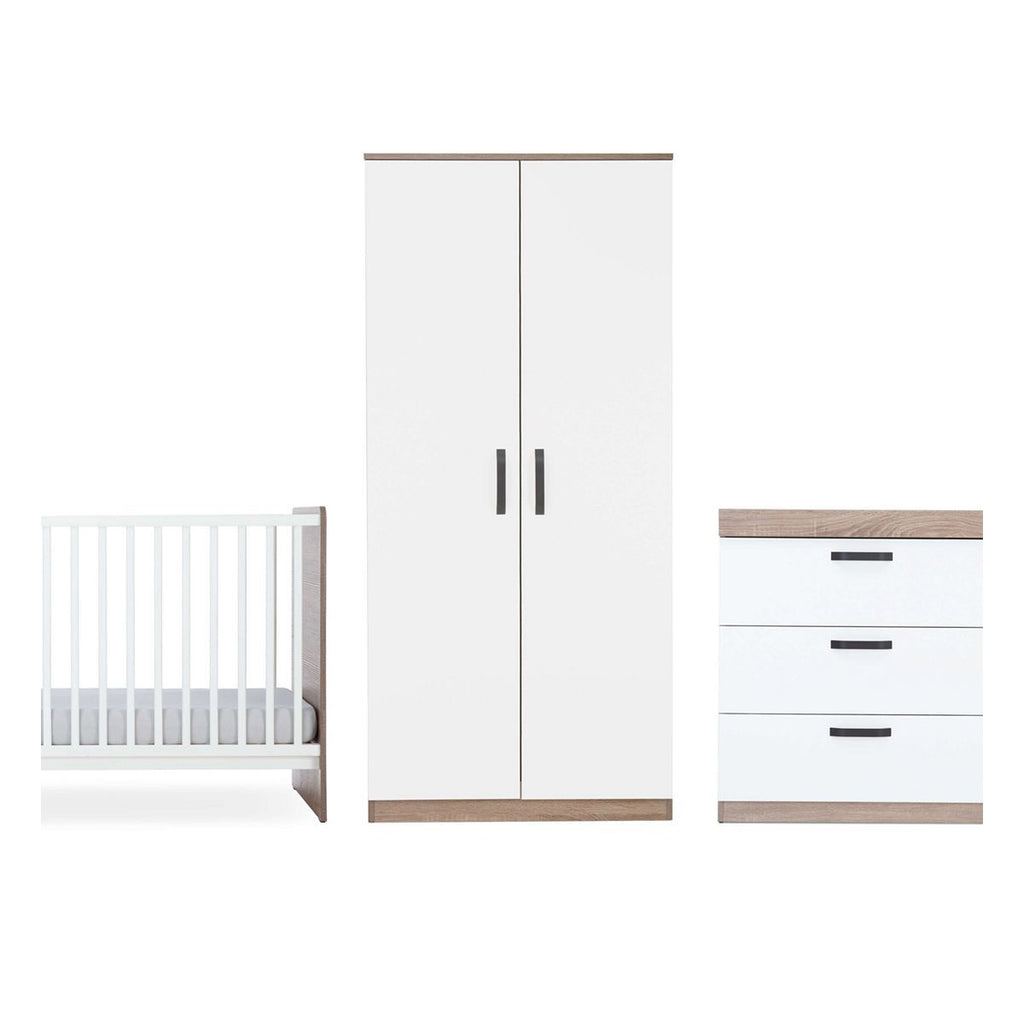 CuddleCo Enzo 3 Piece Nursery Furniture Set - Oak and White