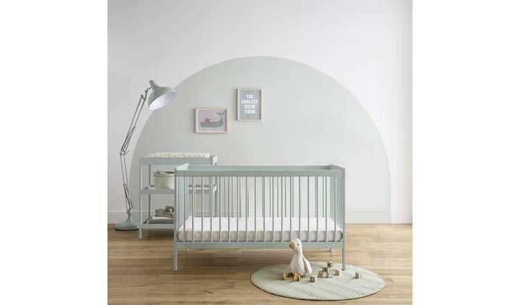 Cuddleco Nola Cot Bed and Changing Unit Nursery Set - Sage