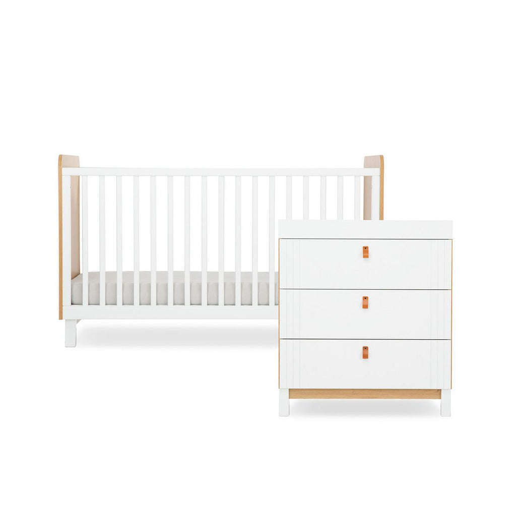 CuddleCo Rafi 2 Piece Nursery Furniture Set - Oak and White