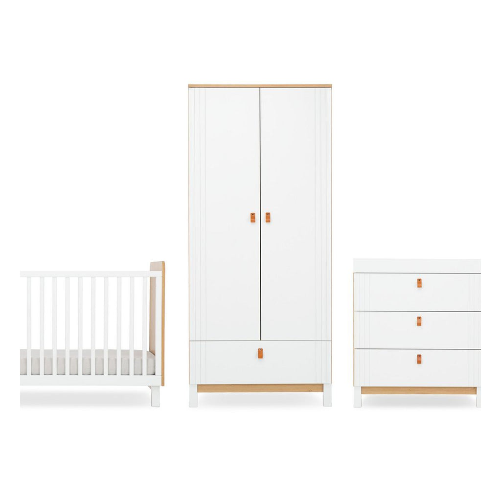 CuddleCo Rafi 3 Piece Nursery Furniture Set - Oak and White