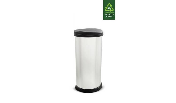 Curver 40 Litre Deco Touch Top Kitchen Bin - Silver