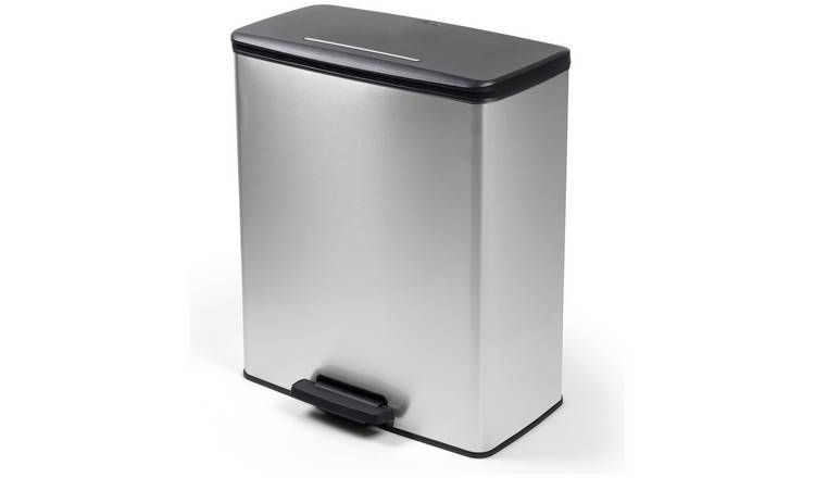 Curver 65 Litre Deco Pedal Recycling Bin - Silver