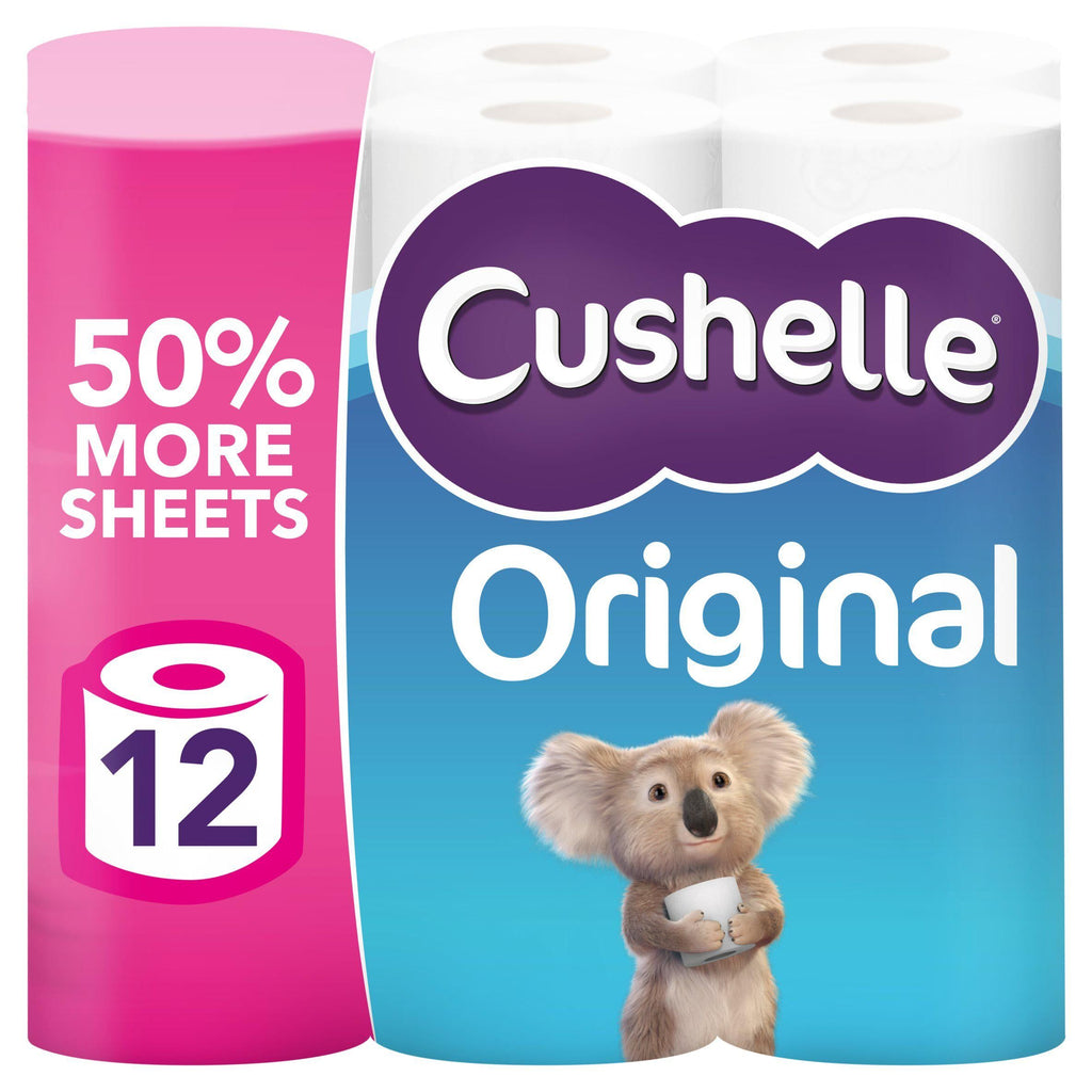 Cushelle Original 50% Longer Lasting Toilet Tissue 12 Equals 18 Regular Rolls