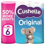 Cushelle Original Toilet Rolls 6 Mega Rolls 50% More Sheets