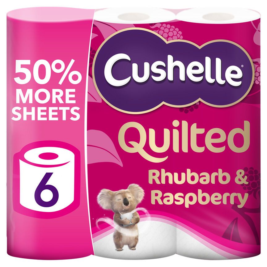 Cushelle Quilted Raspberry &amp;amp; Rhubarb 50% Longer Lasting Toilet Tissue 6 Equals 9 Regular Rolls