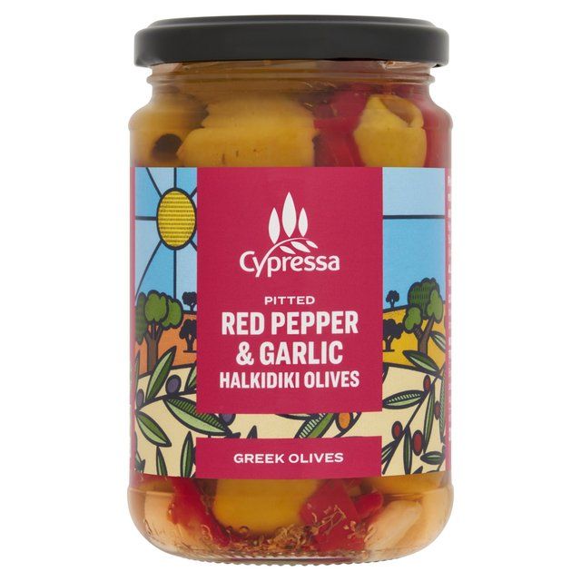 Cypressa Pitted Halkidiki Olives with Red Pepper & Garlic   315g