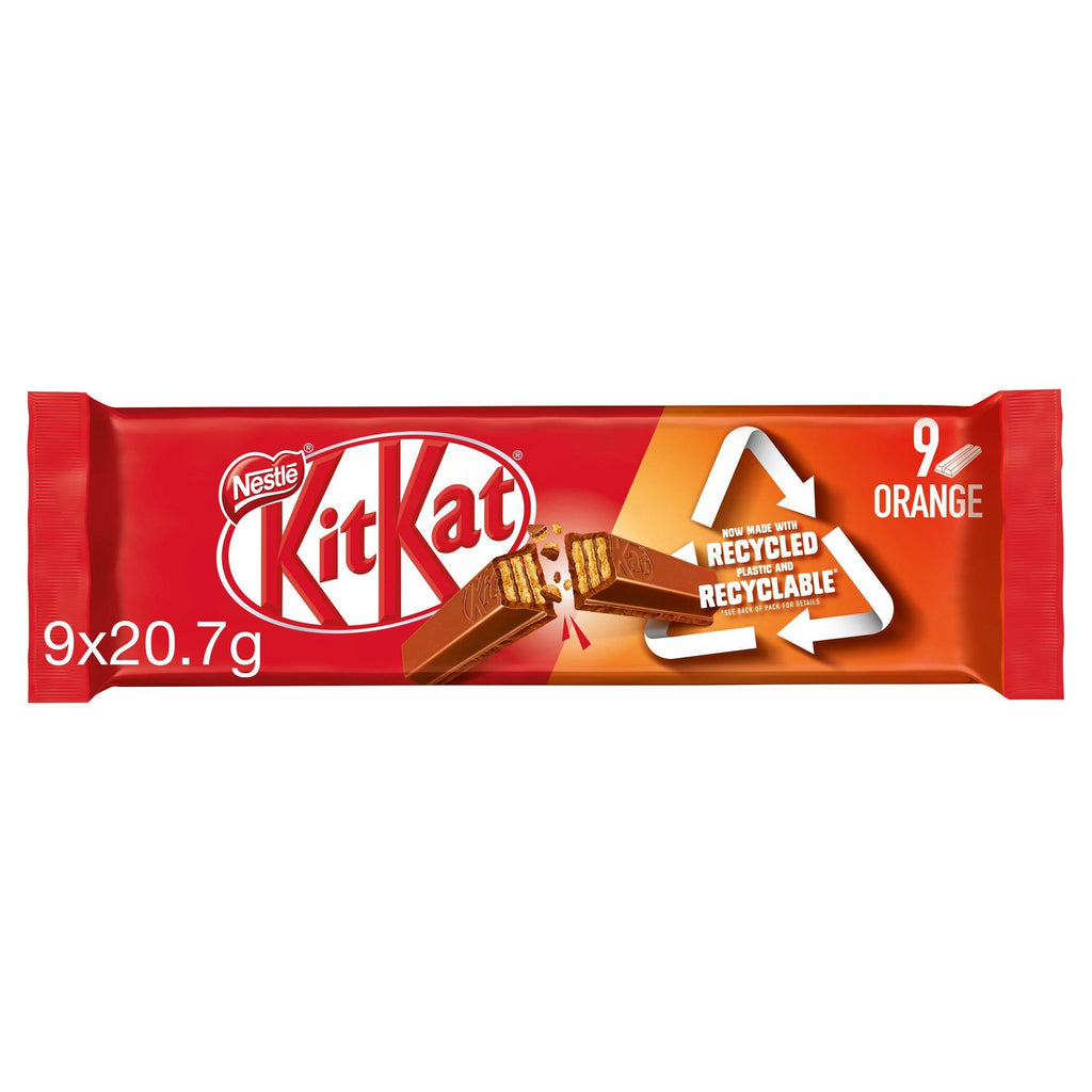 KitKat 2 Finger Orange Chocolate Biscuit Bar Multipack 9x20.7g