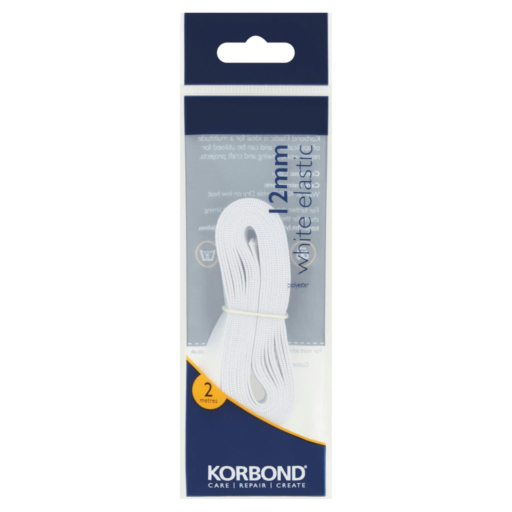 Korbond Care & Repair Polyester Elastic White 12mm x 2m