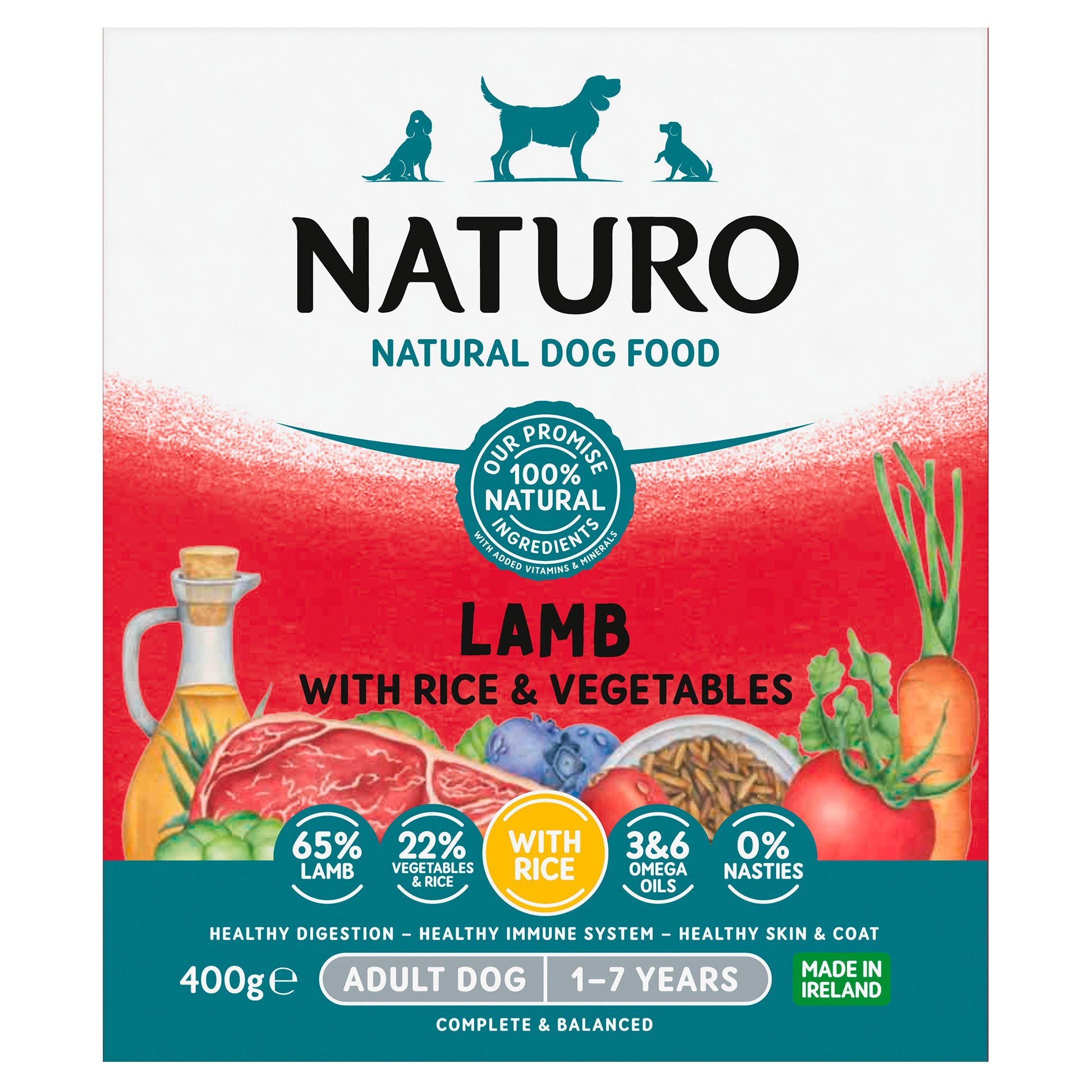 Naturo Adult Dog, Lamb Vegetable & Rice 400g Dog food cans trays & pouches Sainsburys   