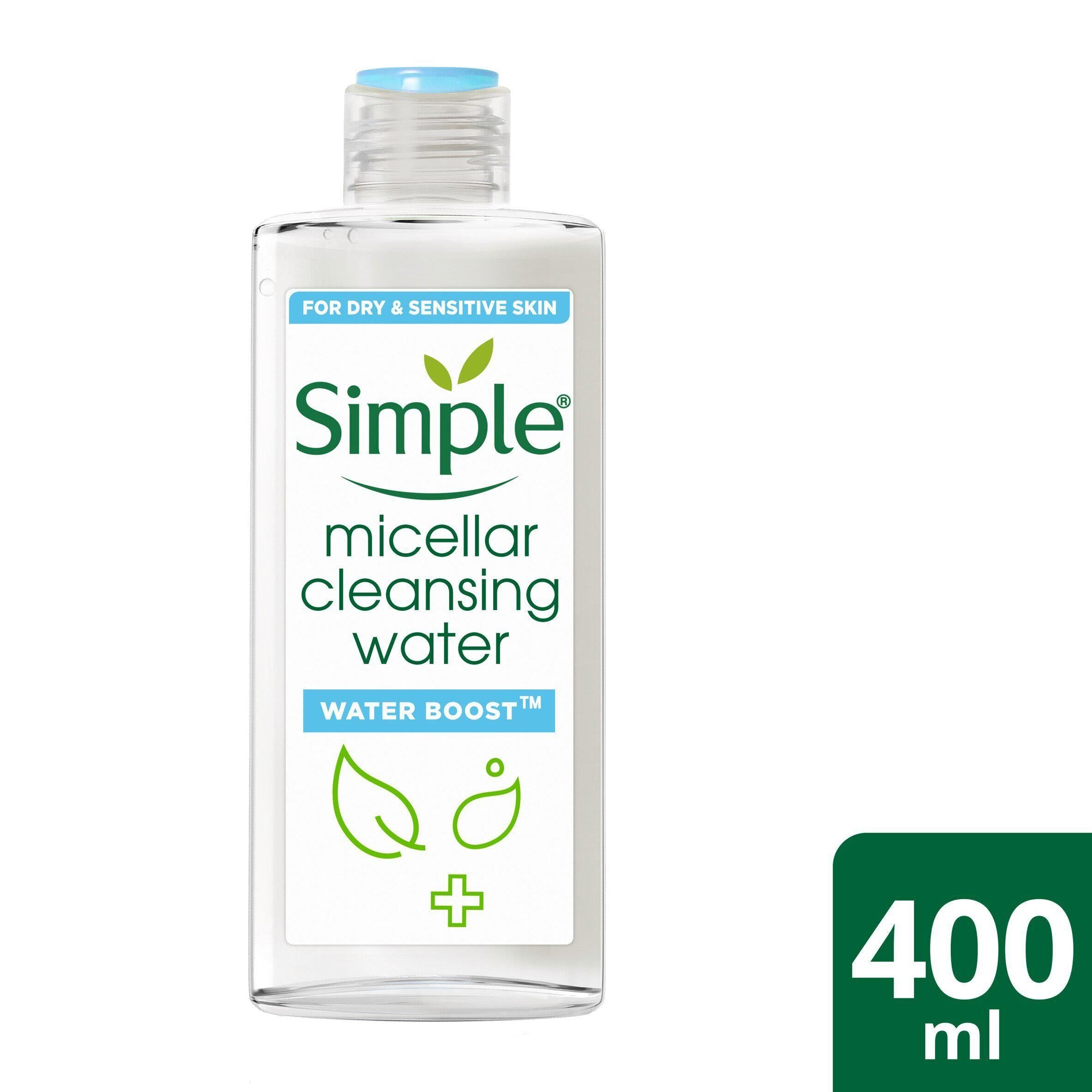 Simple Waterboost Sensitive Skin Micellar Cleansing Water 400ml face & body skincare Sainsburys   