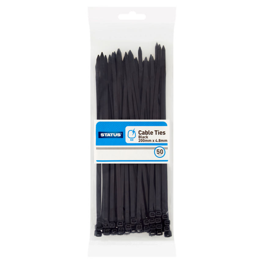 Status Black Cable Ties 50 Pack