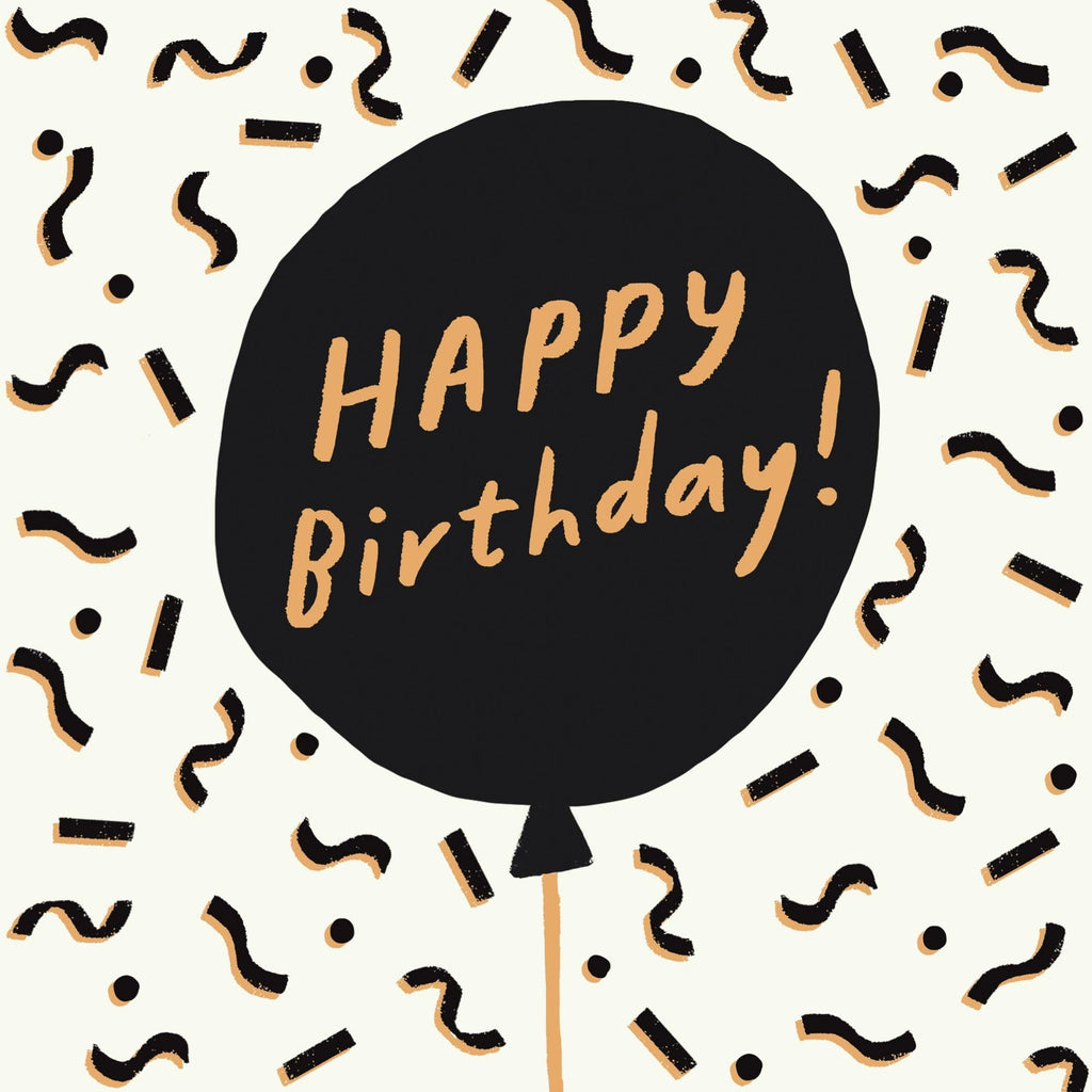 Sainsbury's Happy Birthday Card Black Balloon Greeting Card