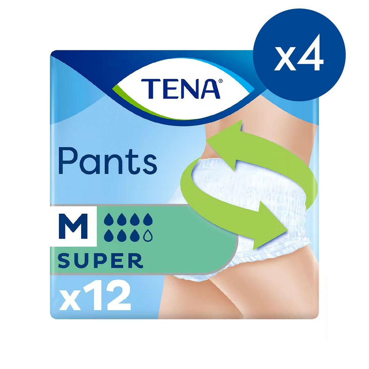 TENA Super Unisex Incontinence Pants  -  Medium - 4 packs of 12 bundle GOODS Boots   