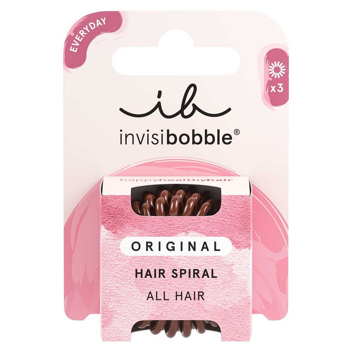 invisibobble ORIGINAL Brown Hair Ties, 3 Pack