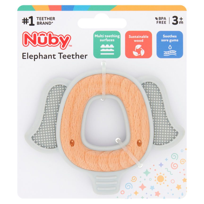 Nuby Natural Wood & Silicone Teether 3+ Months