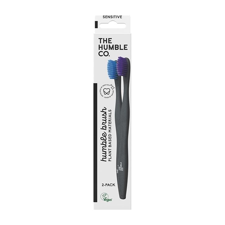 Humble Plant Based Sensitive Toothbrush - Pack of 2 (Blue/Purple or Black/White)