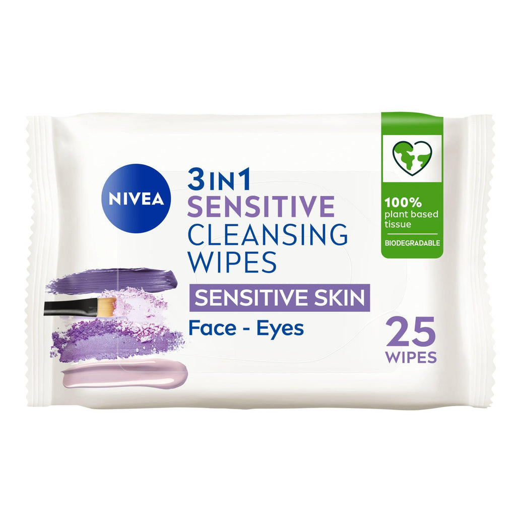 Nivea Biodegradable Cleansing Face Wipes Sensitive Skin Pack x25