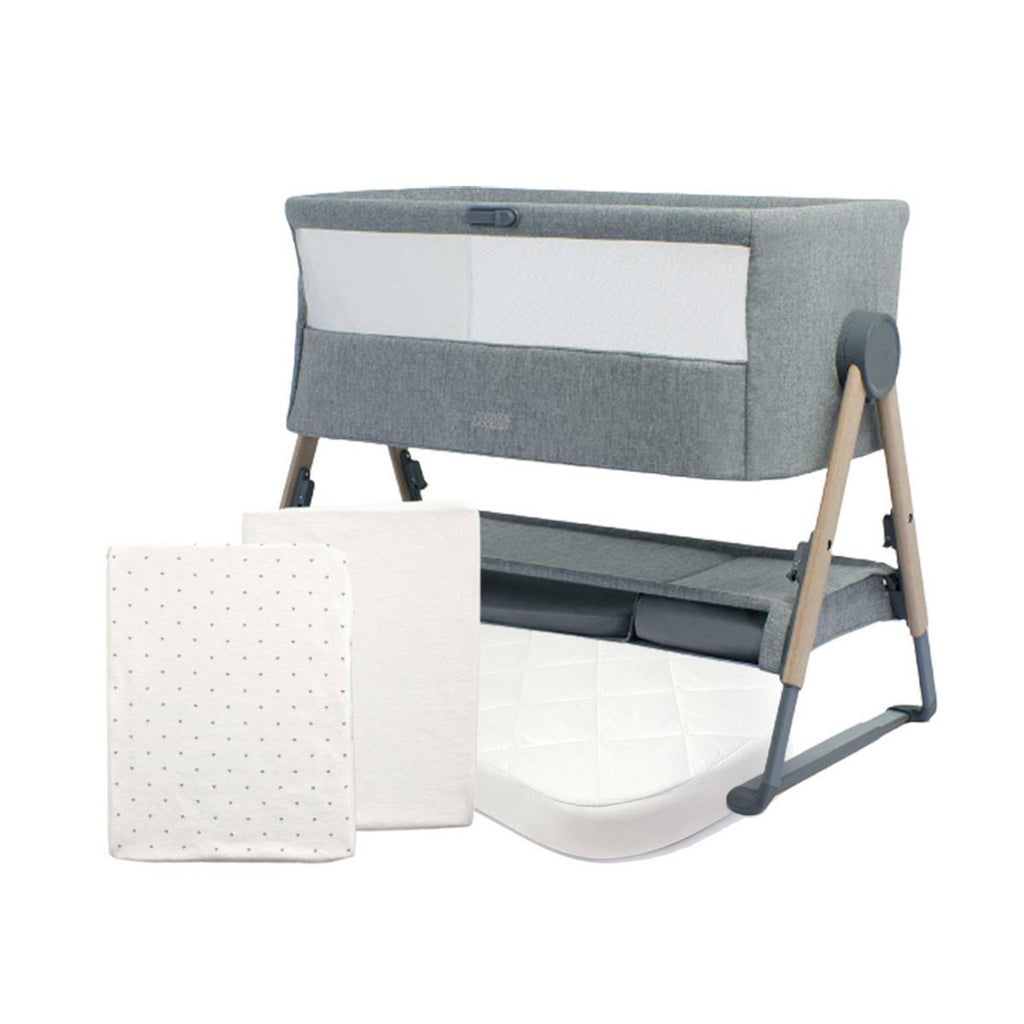 Mamas & Papas Lua Bedside Crib Bundle Grey