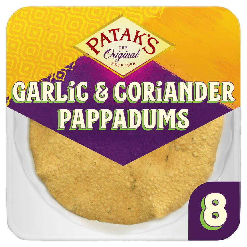 Patak's Garlic & Coriander Pappadums x 8