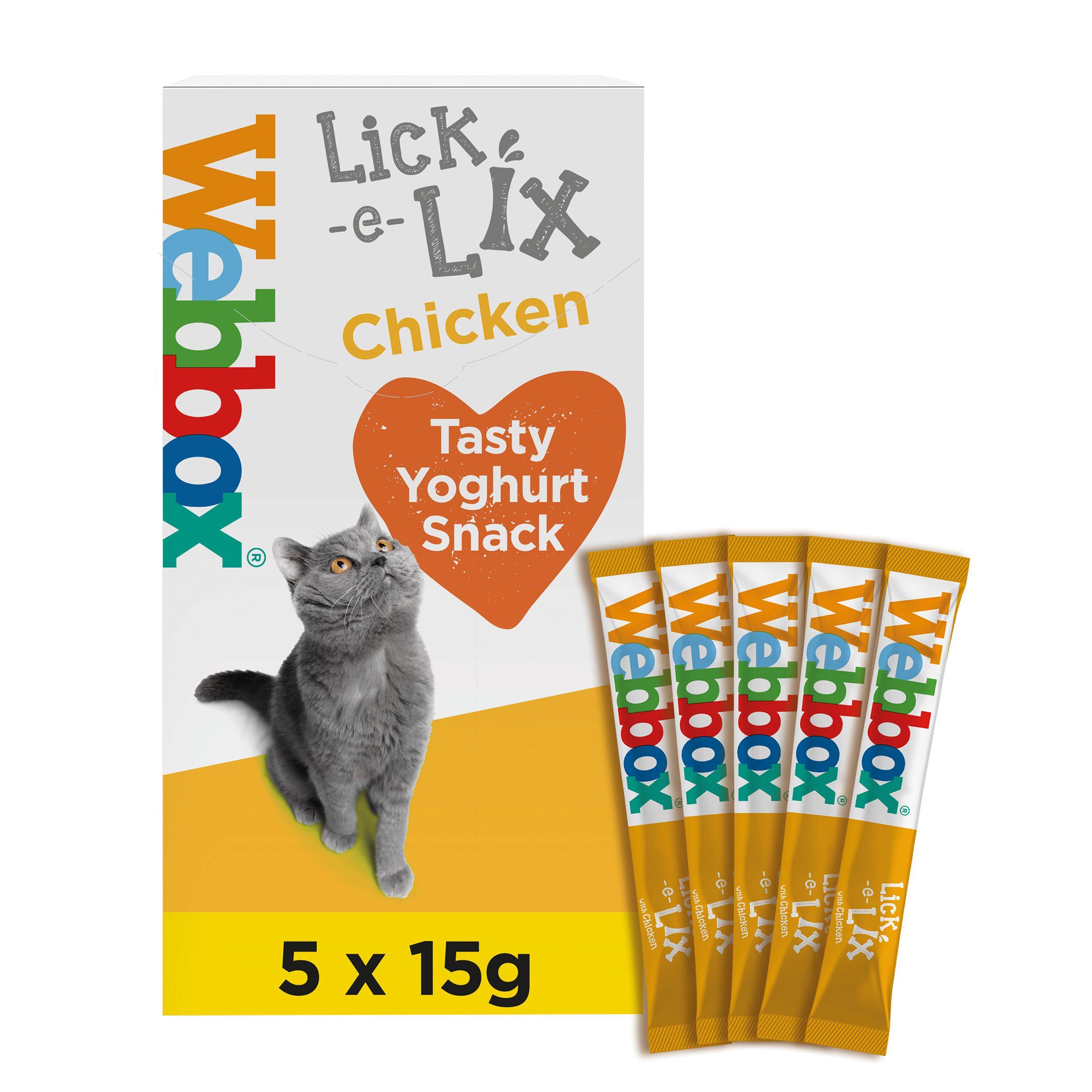 Webbox Lick-e-Lix Chicken Cat Treats x5 75g Cat treats & milk Sainsburys   