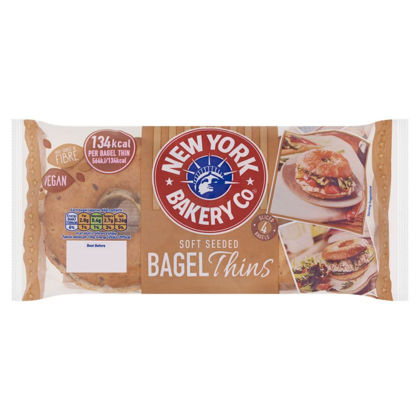 New York Bakery Co 4 Soft Seeded Bagel Thins