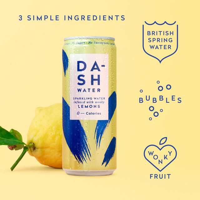 DASH Lemon Infused Sparkling Water   12 x 330ml