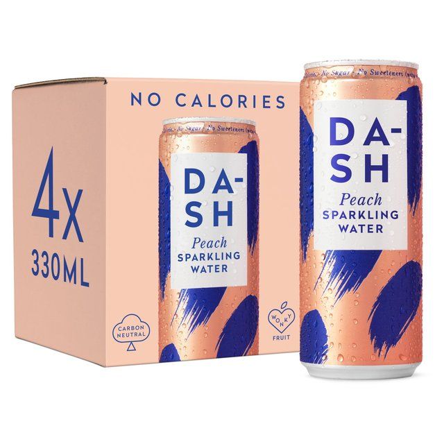 DASH Peach Infused Sparkling Water   4 x 330ml