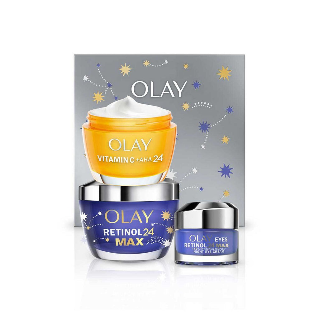 Olay Giftset Vitamin C+AHA24 Day + Retinol24 Max Night Moisturiser 50ml & Retinol24 Max Night Eye Cream 15ml