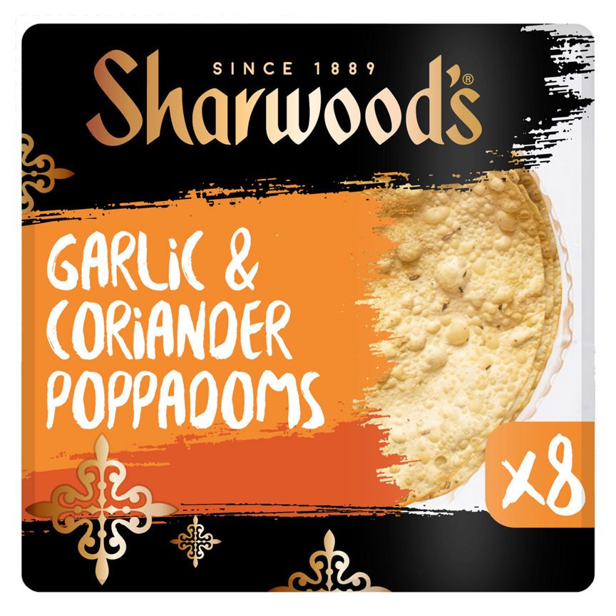 Sharwood's 8 Garlic & Coriander Poppadoms