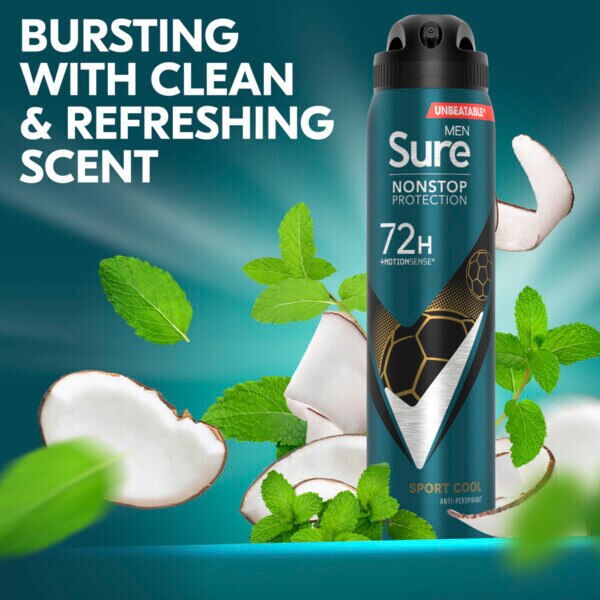 Sure Men Antiperspirant Deo Aerosol Nonstop Sport Cool 250ml GOODS Superdrug   