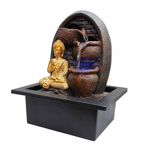 Wellbeing Golden Buddha Water Fountain with Cascading Bowls GOODS Superdrug   